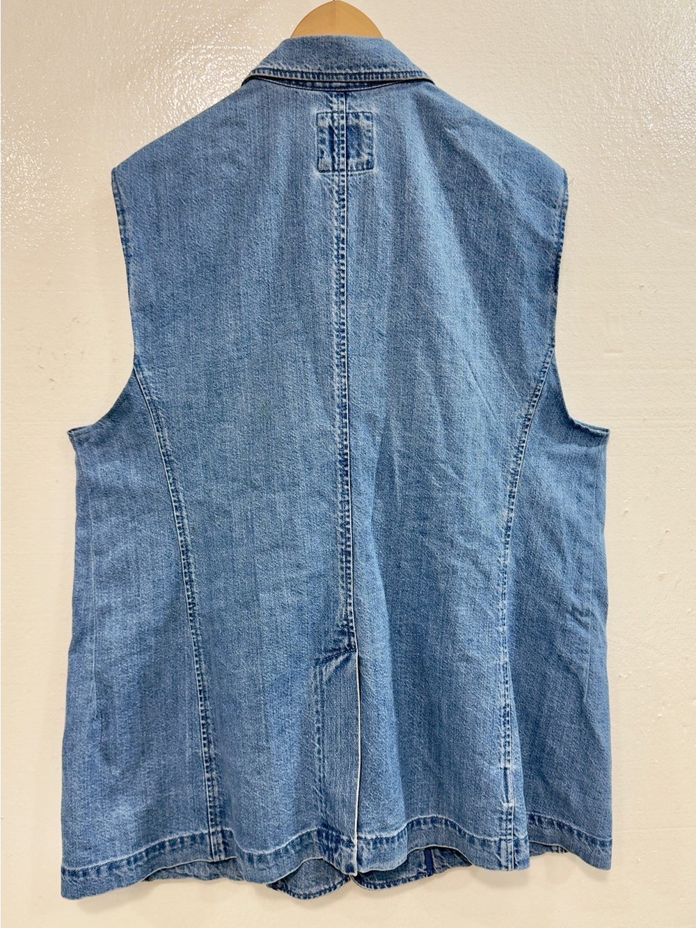 GAP Denim Blazer Vest XXL Blue Sleeveless Longline Jean Jacket Oversized - Picture 3 of 8